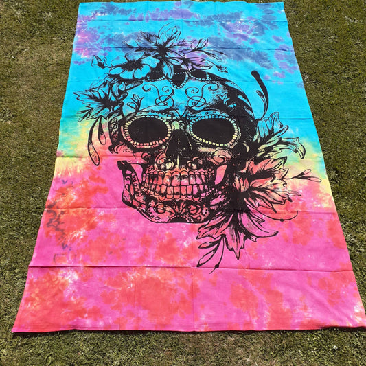 Tie dye skull bedcover/wall hanging/tapestry