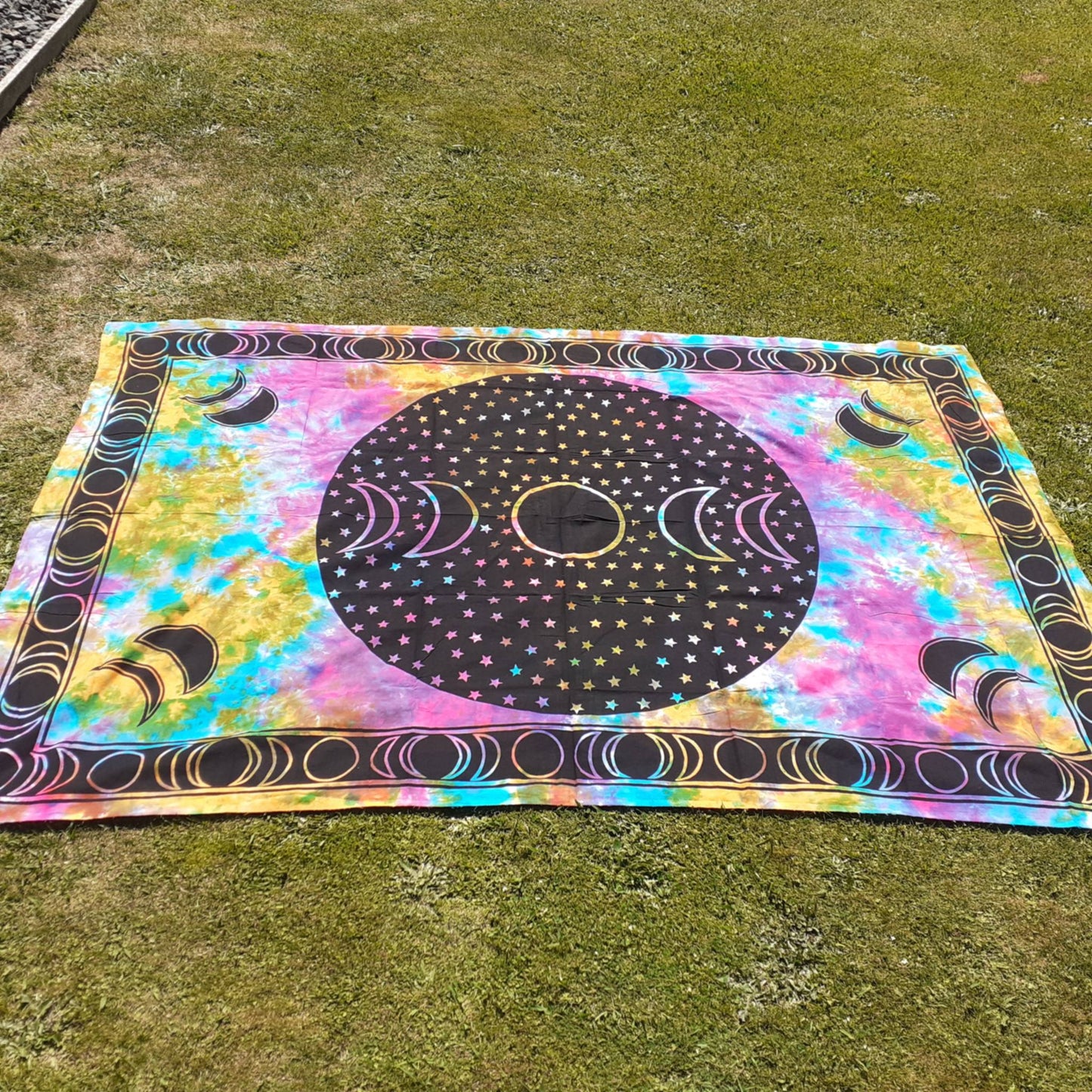 Tie dye moon phase bedcover/wall hanging/tapestry