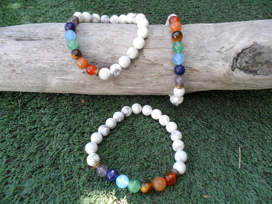 Chakra bracelet with howlite beads