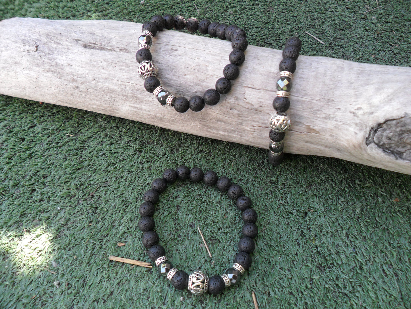 Lava stone & haematite bracelet